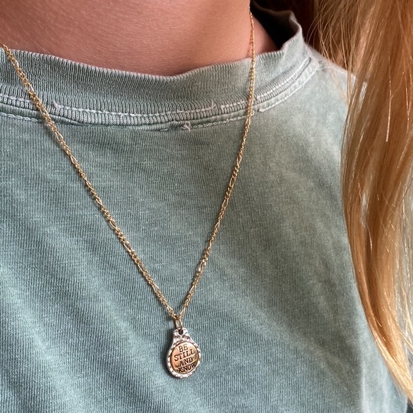 Handmade Gold and Silver Faith Bible Verse Charm Necklace - Picture 13 of 15